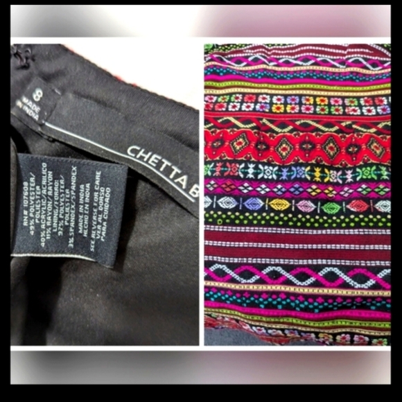 Womens Chetta B Multicolor Tribal Print Sheath Dress – Size 8 - Picture 4 of 4